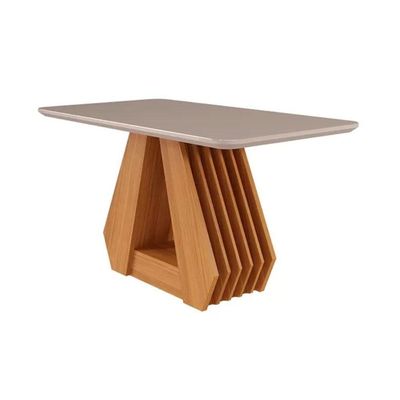 Conjunto Mesa De Cozinha ágata Com Tampo Madeirado Com Vidro 130x80cm E 4 Cadeiras Clarice Madeirado Linho Bege Cimol