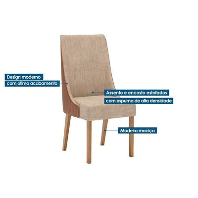 Kit 4 Cadeiras Sala Jantar Ivy 4 Un Nature Courano Caramelo Creme
