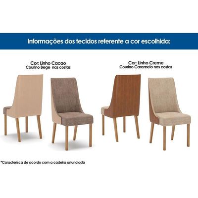Kit 4 Cadeiras Sala Jantar Ivy 4 Un Nature Courano Caramelo Creme