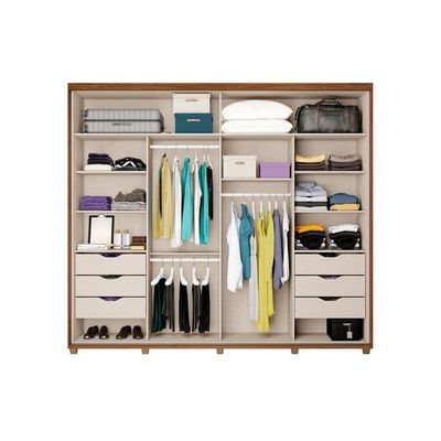 Guarda Roupa Casal 2 Portas De Correr E 6 Gavetas C- Espelho Titan 1173 C- Pés Freijo - Carraro