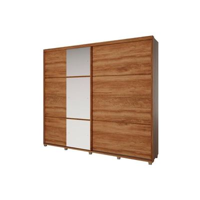 Guarda Roupa Casal 2 Portas De Correr E 6 Gavetas C- Espelho Titan 1173 C- Pés Freijo - Carraro