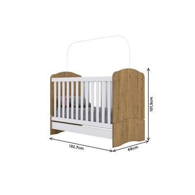 Quarto De Bebê Completo Bala De Menta 2 Peças (1 Cômoda + 1 Berço) Qi95 Rústico-branco - Henn