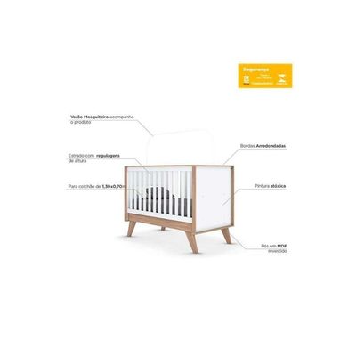 Quarto De Bebê Completo Confete 2 Peças (1 Cômoda + 1 Berço) Qi65 Branco-jequitiba - Henn