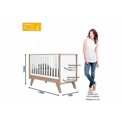 Quarto De Bebê Completo Confete 2 Peças (1 Cômoda + 1 Berço) Qi65 Branco-jequitiba - Henn