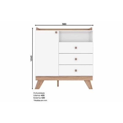 Quarto De Bebê Completo Confete 2 Peças (1 Cômoda + 1 Berço) Qi65 Branco-jequitiba - Henn