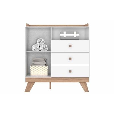 Quarto De Bebê Completo Confete 2 Peças (1 Cômoda + 1 Berço) Qi65 Branco-jequitiba - Henn