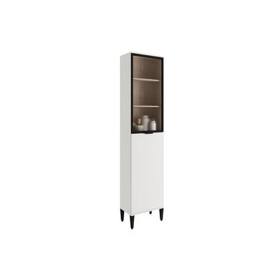 Paneleiro De Cozinha Modulado Alpha 2509 Com 2 Portas 1 Com Vidro Canelado 50cm Branco