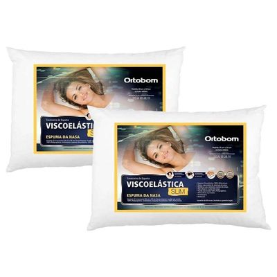 Travesseiro Viscoelástico Visco Slim Kit C/ 2 Un (38x58) - Ortobom