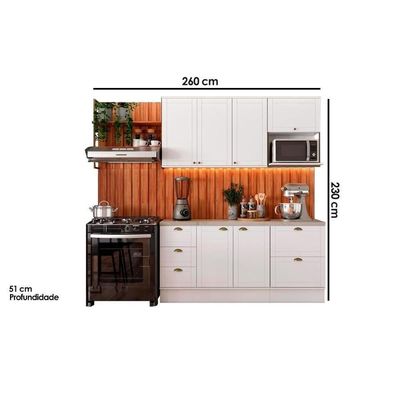 Cozinha Modulada Completa Bella 9 Peças 2 Aéreos + 2 Balcões+5complementos C9p60 Nogal Cinza