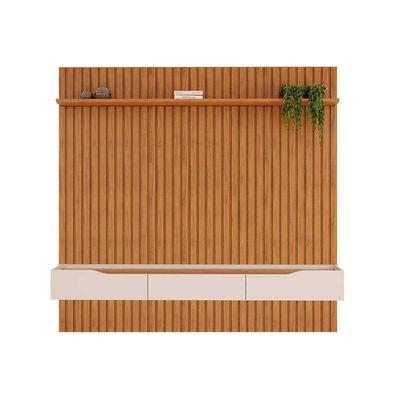 Estante P- Sala Até 65 Pol Pratic Ripado C- 3 Gavetas 223x240cm Freijó-off White - Dj Móveis