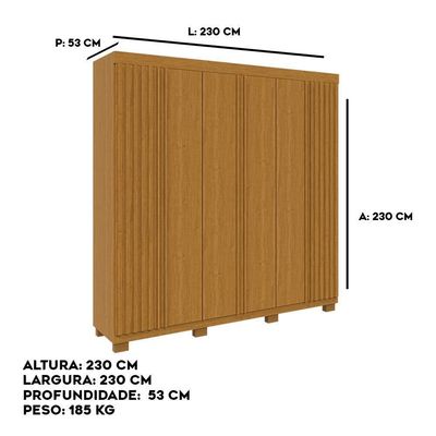 Guarda Roupa Casal Suíça 6 Portas Linhamobília Cinamomo