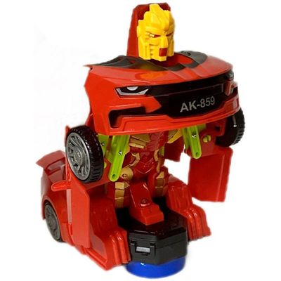 Carro Robô Brinquedo Elétrico Vermelho Transformers Som Leds