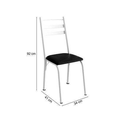 Conjunto com 2 Cadeiras Peters Revestimento Sintético Preto e Branco
