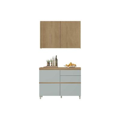 Kit Cozinha Modulada 2 Peças Rainha 1 Aéreo + 1 Balcão C2p44 Branca Nature