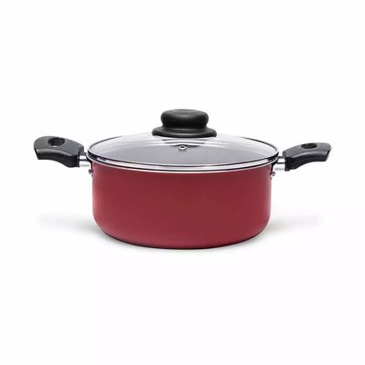 Caçarola Brinox Ruby Antiaderente com Tampa de Vidro 20cm Vermelha