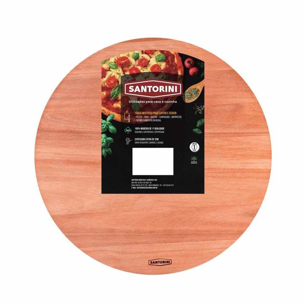 Tábua para Pizza Santorini Multiuso Redonda em Madeira Ideal para Frios e Antepastos