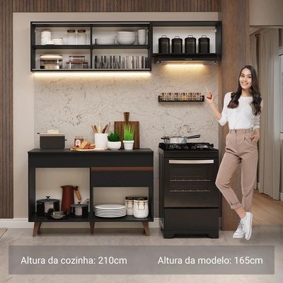 Armário De Cozinha Compacta 190cm Reims Madesa 05 Preto