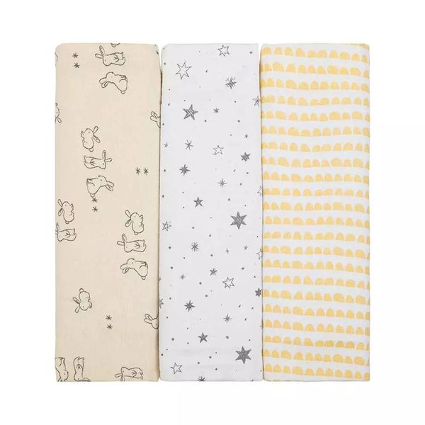 Cueiro Papi Família Coelho 100% Algodão Flanelado 80x80cm com Três Peças