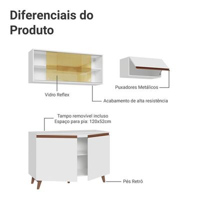Armário De Cozinha Compacta 190cm Reims Madesa 09 Branco