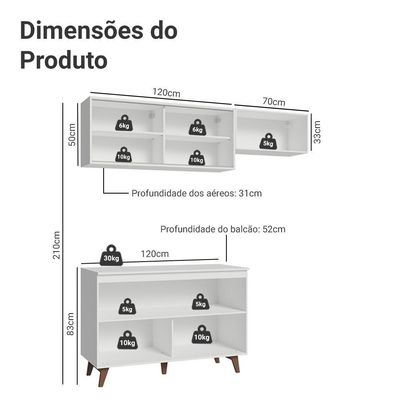 Armário De Cozinha Compacta 190cm Reims Madesa 09 Branco