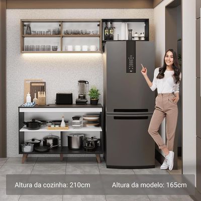 Armário De Cozinha Compacta 190cm Reims Madesa 09 Preto/Rustic