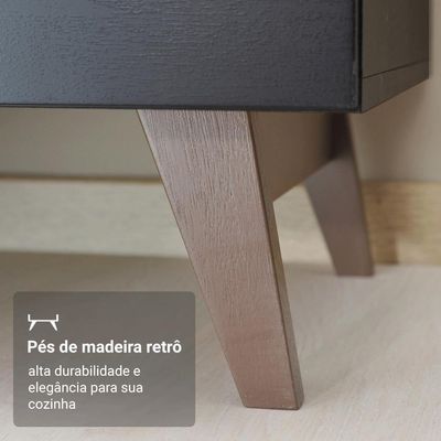 Armário De Cozinha Compacta 190cm Reims Madesa Preto/Rustic