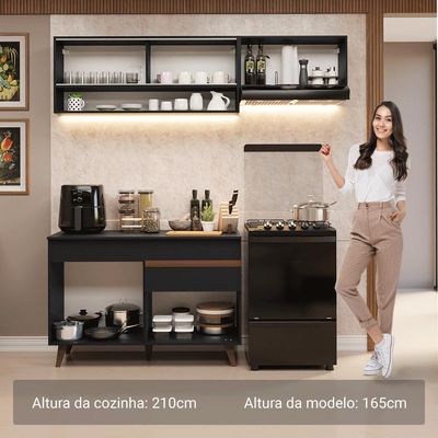 Armário De Cozinha Compacta 190cm Reims Madesa 06 Preto