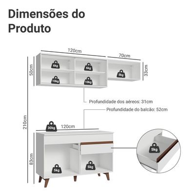 Armário De Cozinha Compacta 190cm Reims Madesa 05 Branco