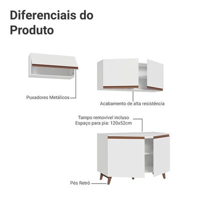 Armário De Cozinha Compacta 190cm Reims Madesa 08 Branco