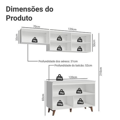 Armário De Cozinha Compacta 190cm Reims Madesa 08 Branco
