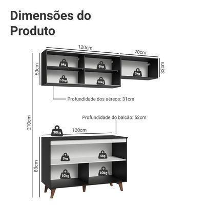 Armário De Cozinha Compacta 190cm Reims Madesa 09 Preto