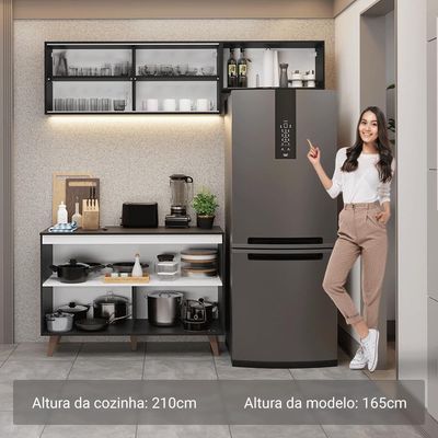 Armário De Cozinha Compacta 190cm Reims Madesa 09 Preto
