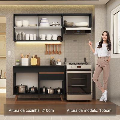 Armário De Cozinha Compacta 190cm Reims Madesa 04 Preto