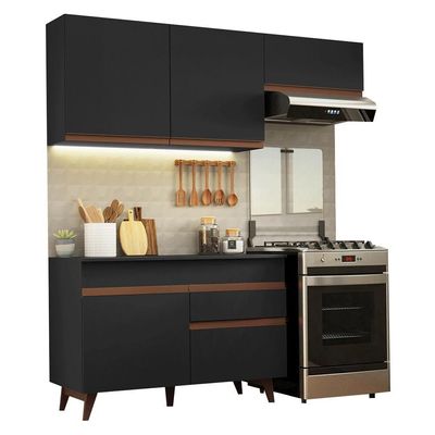 Armário De Cozinha Compacta 190cm Reims Madesa 04 Preto