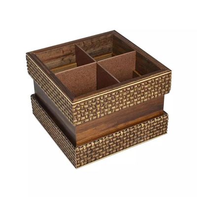 Porta Talher Decorglass Retangular em Madeira 12,5x18cm