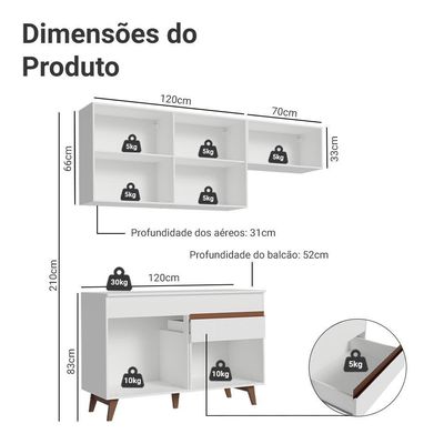 Armário De Cozinha Compacta 190cm Reims Madesa 04 Branco