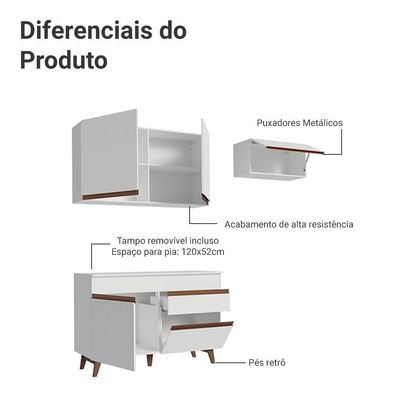 Armário De Cozinha Compacta 190cm Reims Madesa 04 Branco