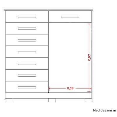 Cômoda Sapateira Alta Julieta 8 Gavetas 2 Portas Cinamomo