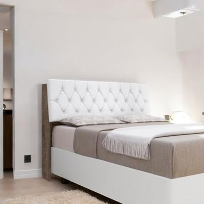 Cabeceira Estofada ísis Casal Chocolate Com Capitonê Branco