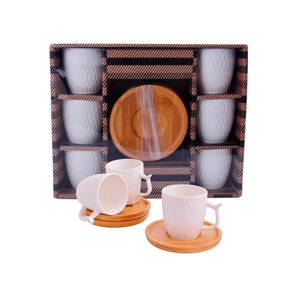 Conjunto de Xícara em Porcelana Wincy com Pires em Bambu Austria