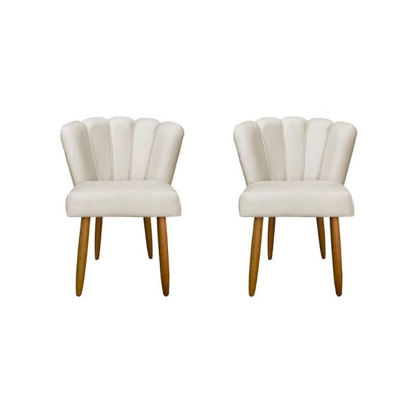 Kit 02 Cadeiras Para Mesa De Jantar Flor Pés Palito Balaqui Decor Bege