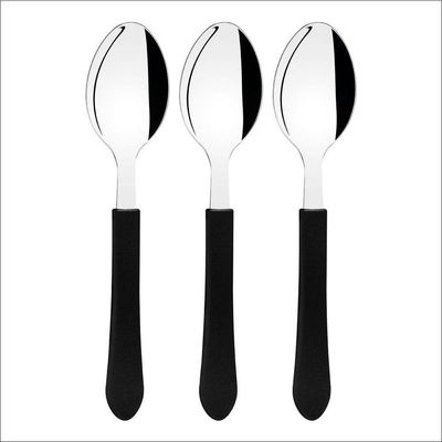 Kit 3 Colher De Mesa Tramontina Leme Inox Cabo Preto