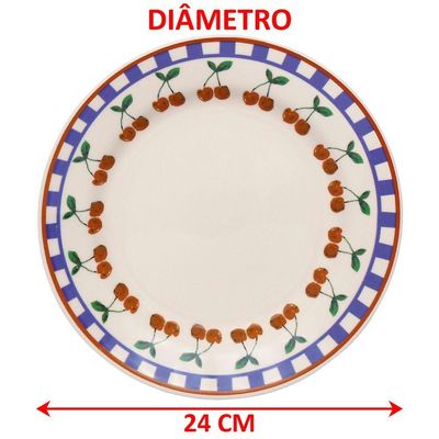 Jogo Pratos Raso Jantar 10pçs 10 Pessoas Jardim Cerejas 26cm