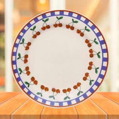 Jogo Pratos Raso Jantar 10pçs 10 Pessoas Jardim Cerejas 26cm
