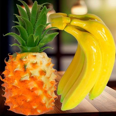 Kit 2 Abacaxi Tropical Maço Bananas Enfeite Fruta Em Isopor