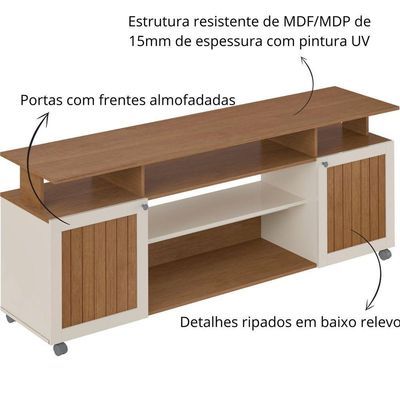 Rack De Sala Para Tv 75 Artely Ipanema Cinamomo Off White