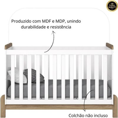 Berço Mini Cama 2 Em 1 Ternura Branco Jequitibá Hp