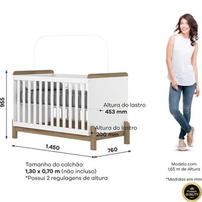 Berço Mini Cama 2 Em 1 Ternura Branco Jequitibá Hp