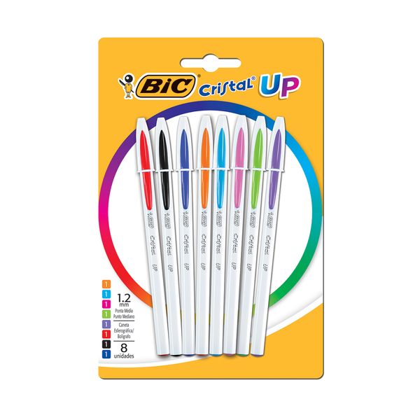 Caneta Esferográfica Bic Cristal Up 1.2mm Colors com 8 Unidades