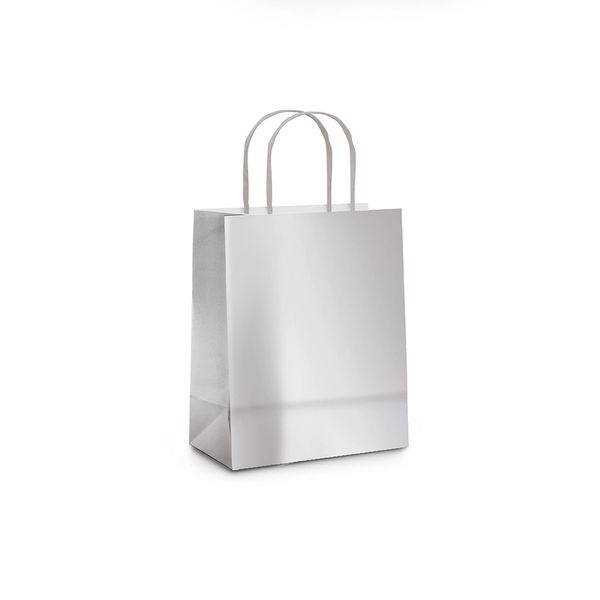 Sacola Laminada Metalizada Cromus Prata 21,5cmx15cmx8cm